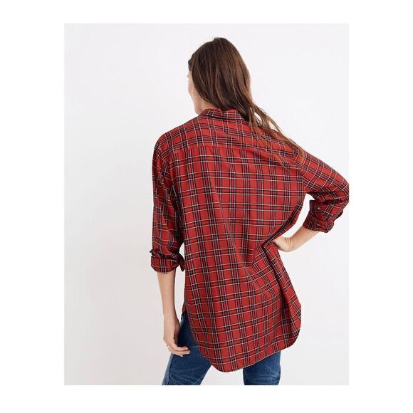 Madewell Women’s Oversized Ex-Boyfriend Shirt in Tartan Plaid Size Small - Picture 2 of 15